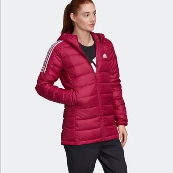 Adidas women's Essentials Light  Down Hooded Parka - Picture 3 of 16